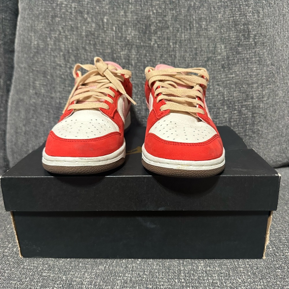 Nike Red and White Sneakers with Tan Laces